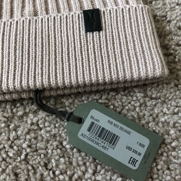 Allsaints Knit Rib Beanie Blush - Picture 6 of 9